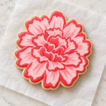 Carnation Flower Cookie Cutter (decorated cookie mockup)