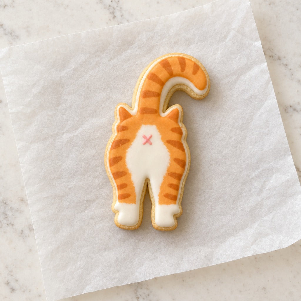 Cat Butt Cookie Cutter (decorated cookie mockup)