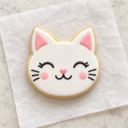 Cat Head Outline Cookie Cutter (decorated cookie mockup)