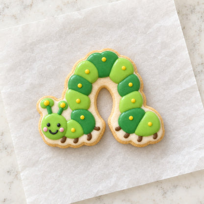 Caterpillar Cookie Cutter (decorated cookie mockup)