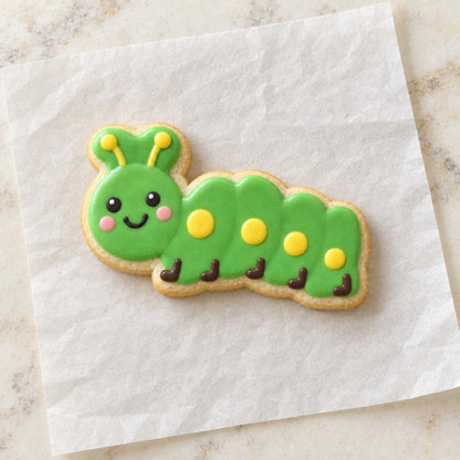 Caterpillar Outline Cookie Cutter (decorated cookie mockup)