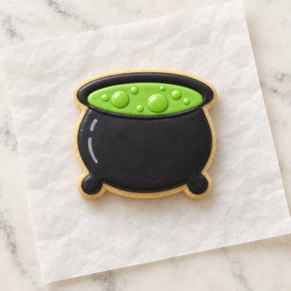 Cauldron Cookie Cutter (decorated cookie mockup)