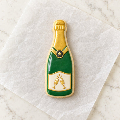 Champagne Bottle Cookie Cutter (decorated cookie mockup)