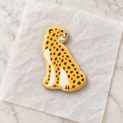 Cheetah Outline Cookie Cutter (decorated cookie mockup)