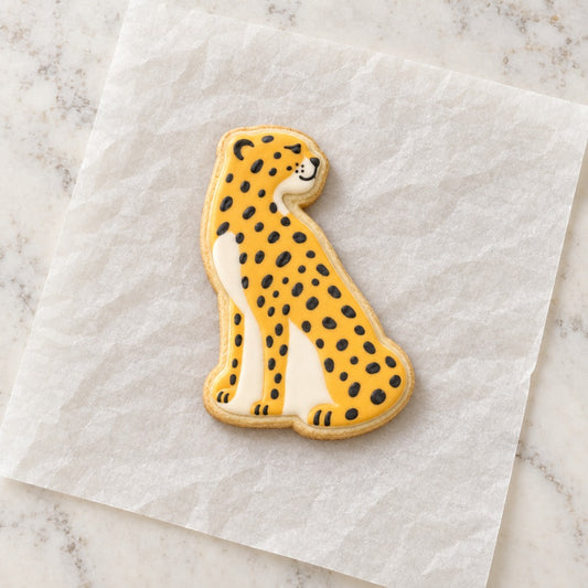 Cheetah Outline Cookie Cutter (decorated cookie mockup)