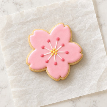 Cherry Blossom Outline Cookie Cutter (decorated cookie mockup)
