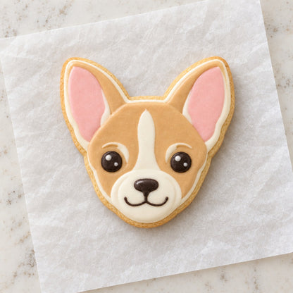 Chihuahua Face Cookie Cutter (decorated cookie mockup)