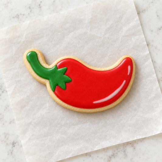 Chili Pepper Cookie Cutter (decorated cookie mockup)