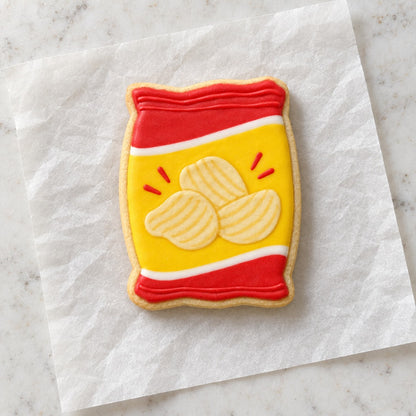 Chip Bag Outline Cookie Cutter (decorated cookie mockup)