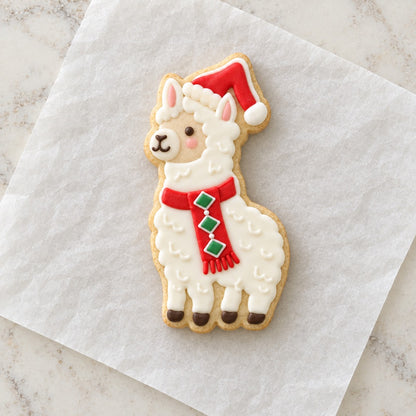 Christmas Llama Cookie Cutter (decorated cookie mockup)