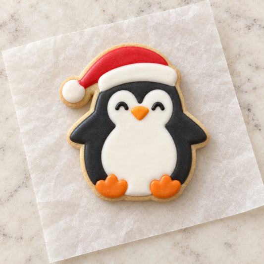 Christmas Penguin Cookie Cutter (decorated cookie mockup)