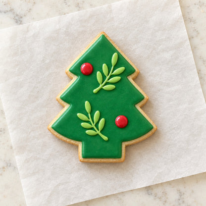 Christmas Tree Detailed Cookie Cutter (decorated cookie mockup)