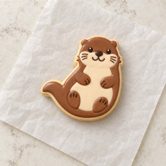 Chunky Otter Cookie Cutter (decorated cookie mockup)