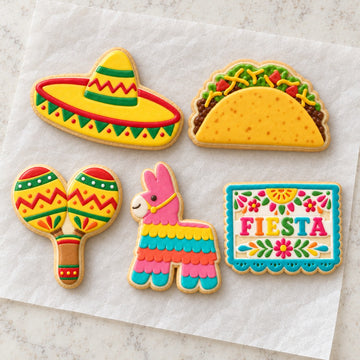 Cinco De Mayo Outline Cookie Cutter Set (decorated cookie mockup)