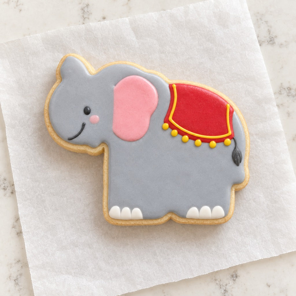 Circus Elephant Cookie Cutter (decorated cookie mockup)