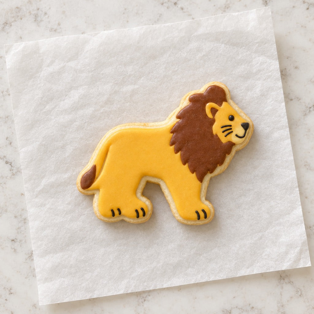 Circus Lion Cookie Cutter (decorated cookie mockup)