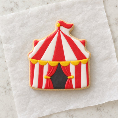 Circus Tent Cookie Cutter (decorated cookie mockup)