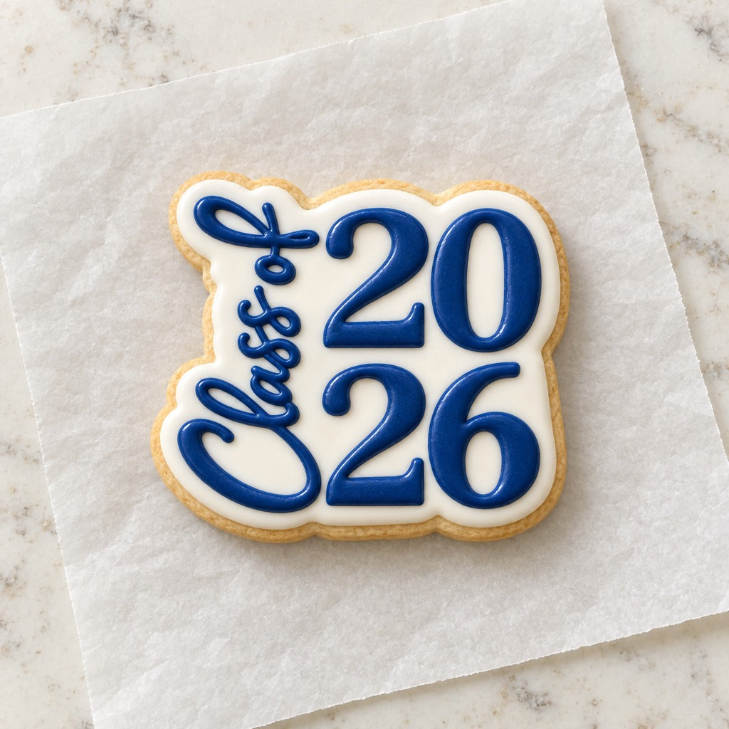 Class of 2026 Cookie Cutter (decorated cookie mockup)