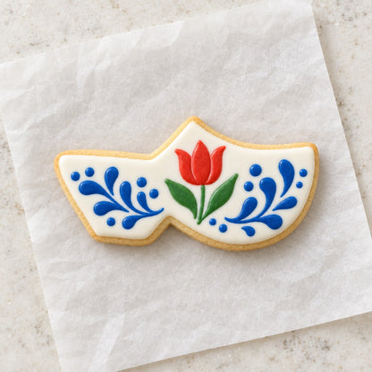 Clog Shoe Outline Cookie Cutter (decorated cookie mockup)