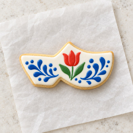 Clog Shoe Outline Cookie Cutter (decorated cookie mockup)