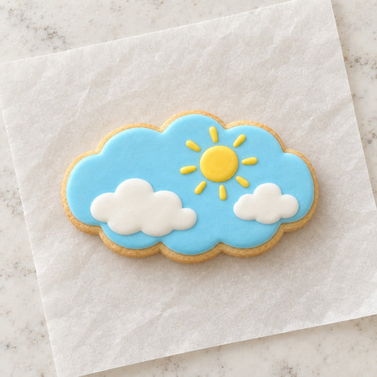 Cloud Outline Cookie Cutter (decorated cookie mockup)