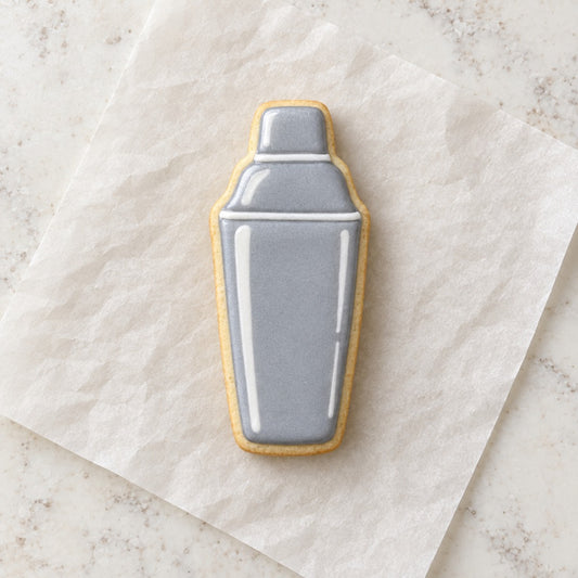 Cocktail Shaker Cookie Cutter (decorated cookie mockup)