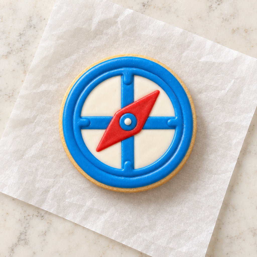 Compass Cookie Cutter (decorated cookie mockup)