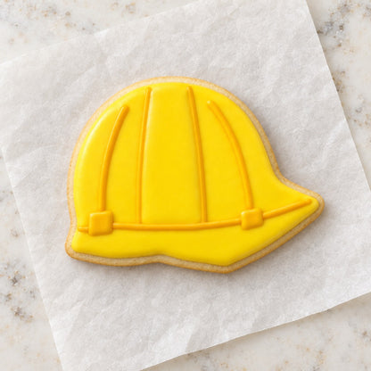 Construction Hard Hat Cookie Cutter (decorated cookie mockup)