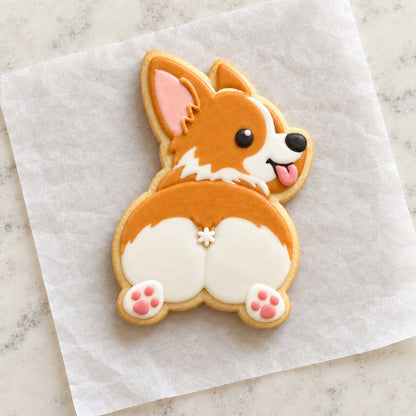 Corgi Butt Cookie Cutter (decorated cookie mockup)