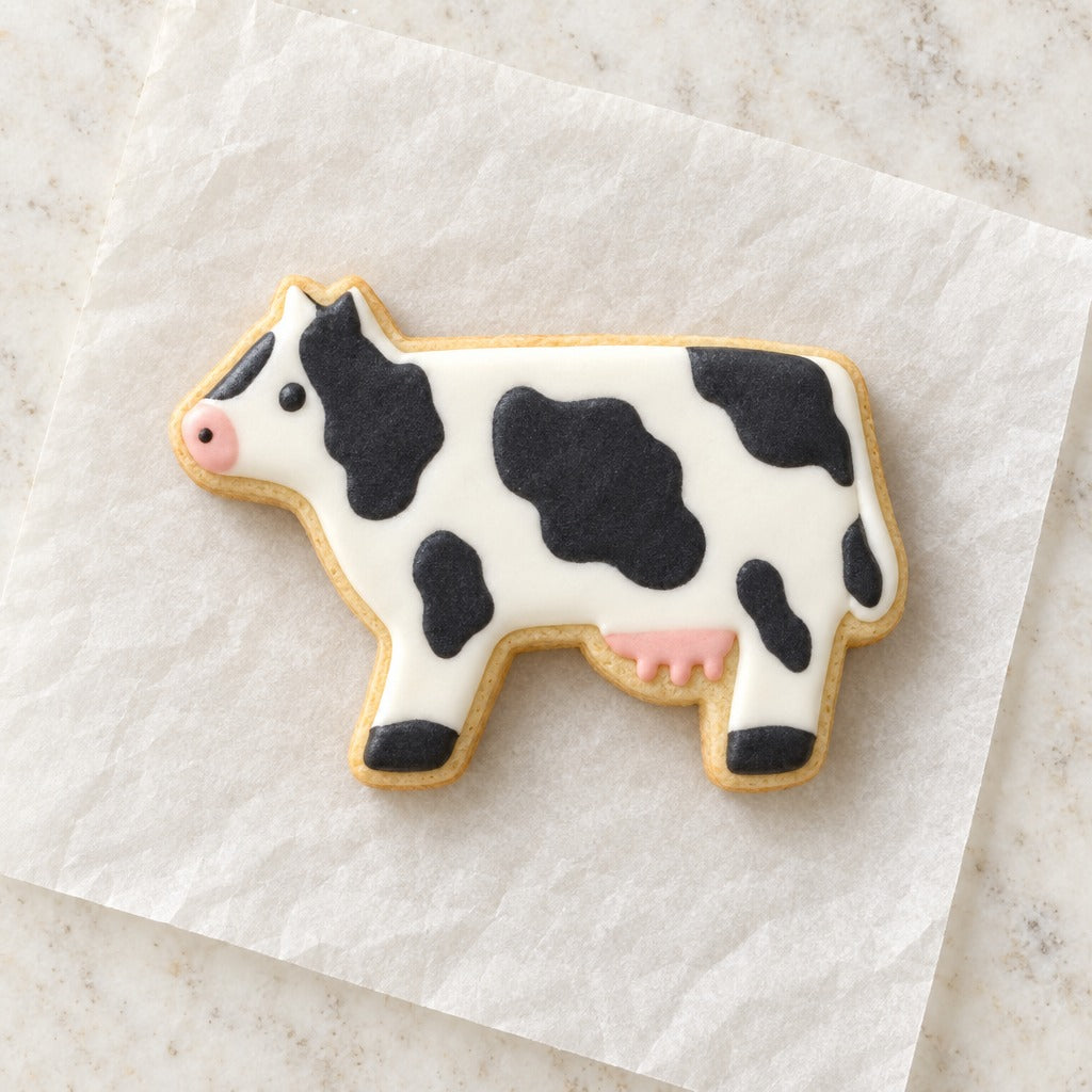 Cow Outline Cookie Cutter (decorated cookie mockup)