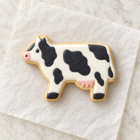 Cow Outline Cookie Cutter (decorated cookie mockup)