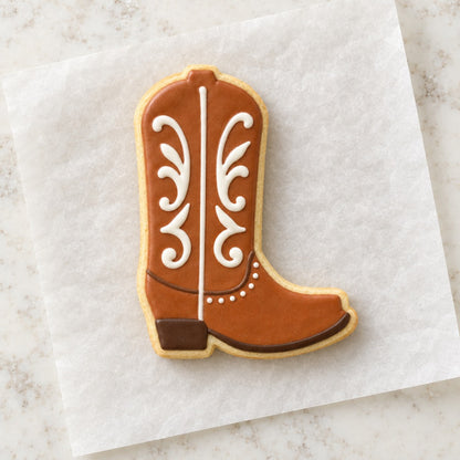 Cowboy Boot Outline Cookie Cutter (decorated cookie mockup)
