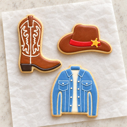 Cowboy Cookie Cutter Set (decorated cookie mockup)