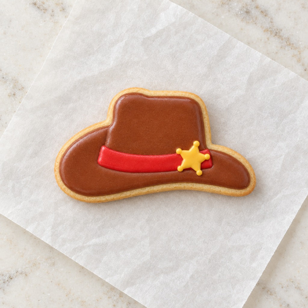 Cowboy Hat Cookie Cutter (decorated cookie mockup)