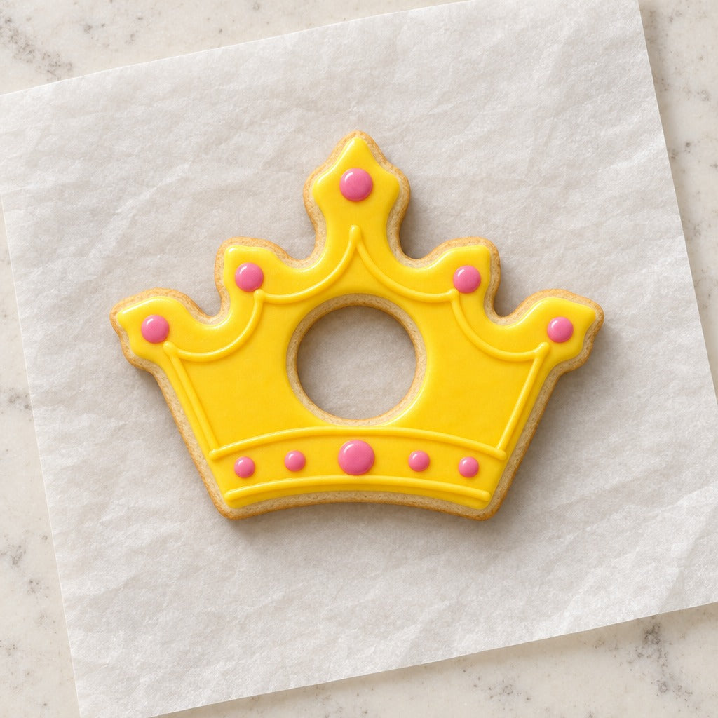 Crown Cookie Cutter (decorated cookie mockup)