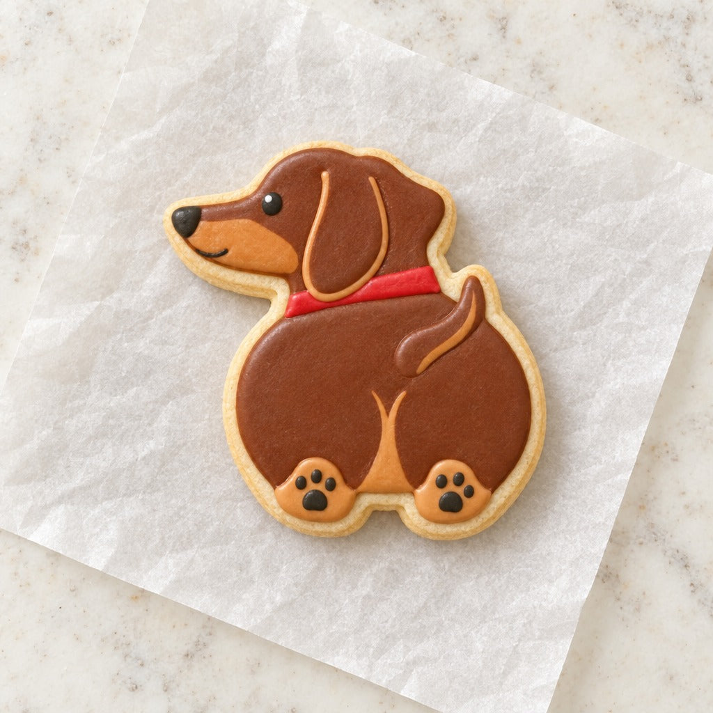 Dachshund Butt Cookie Cutter (decorated cookie mockup)