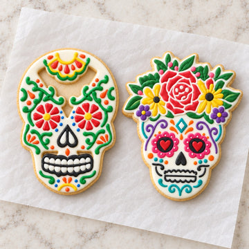 Day of the Dead Sugar Skull Cookie Cutter Set (decorated cookie mockup)
