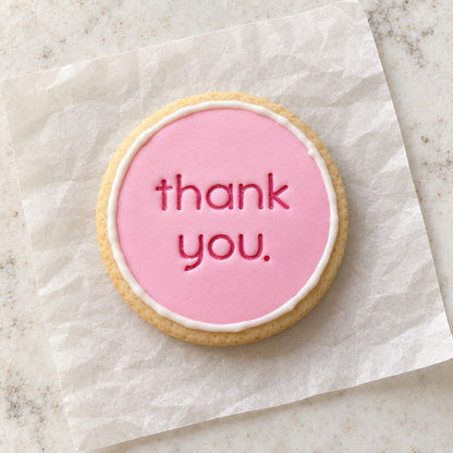 Debosser Thank You Cookie Stamp (decorated cookie mockup)