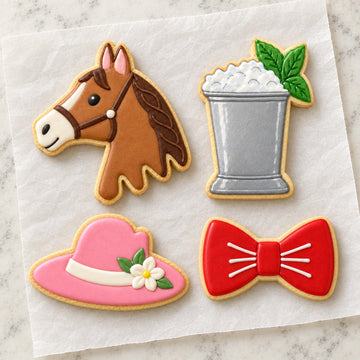 Derby Day Outline Cookie Cutter Set (decorated cookie mockup)