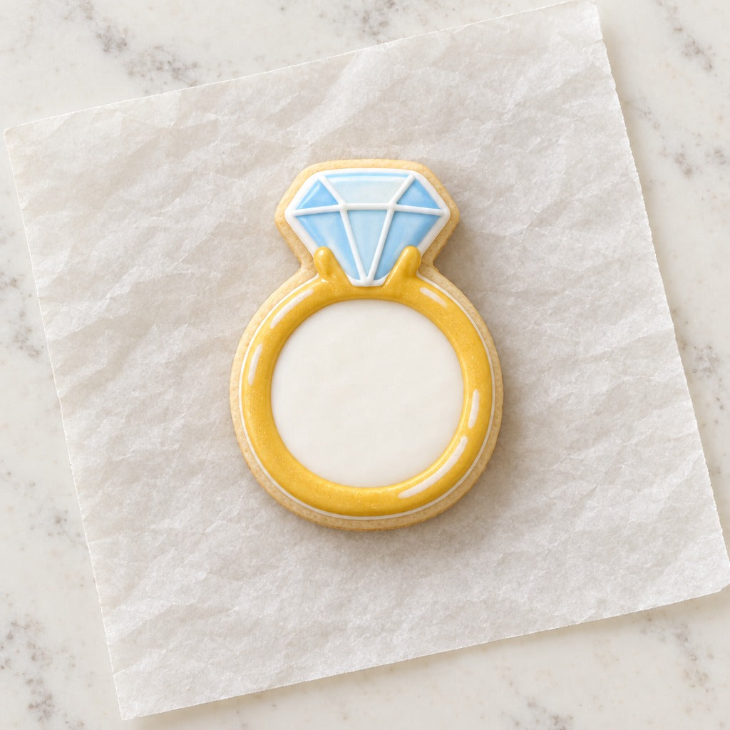 Diamond Ring Cookie Cutter (decorated cookie mockup)
