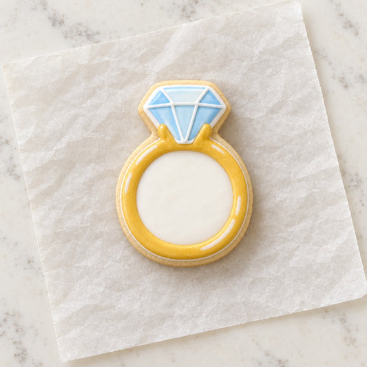 Diamond Ring Cookie Cutter (decorated cookie mockup)