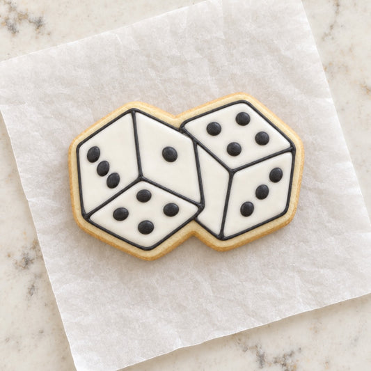 Dice Pair Cookie Cutter (decorated cookie mockup)