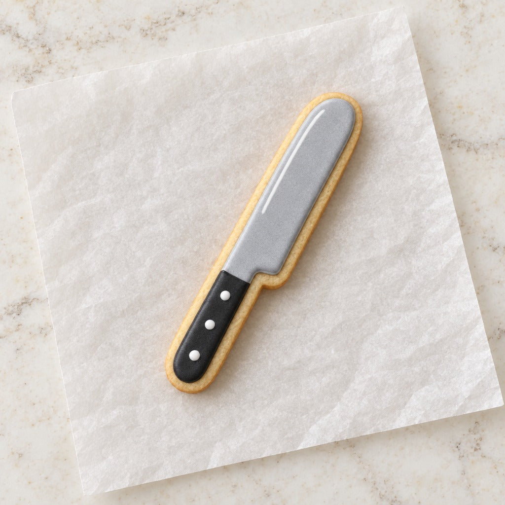 Dinner Knife Cookie Cutter (decorated cookie mockup)