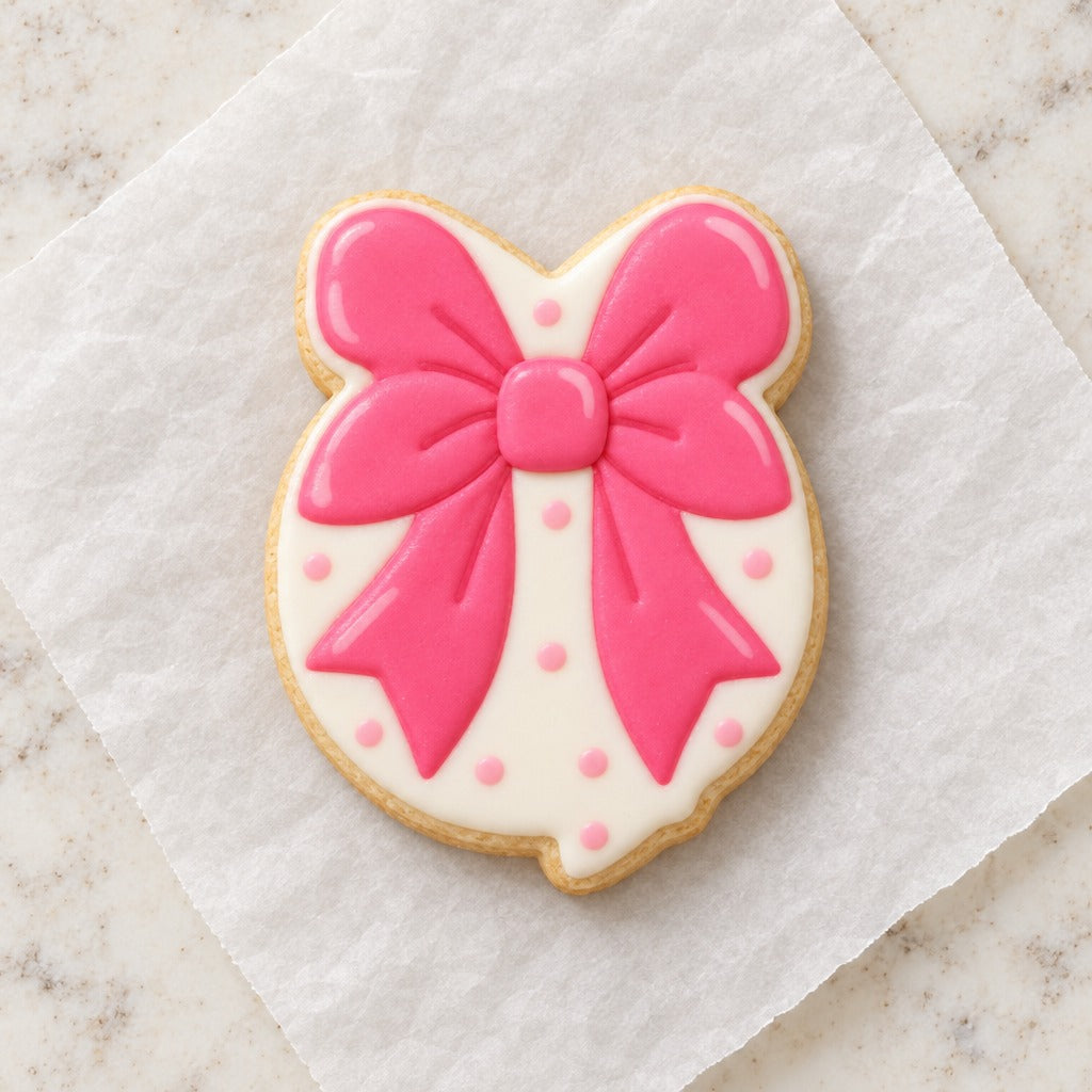 Disco Bow Cookie Cutter (decorated cookie mockup)