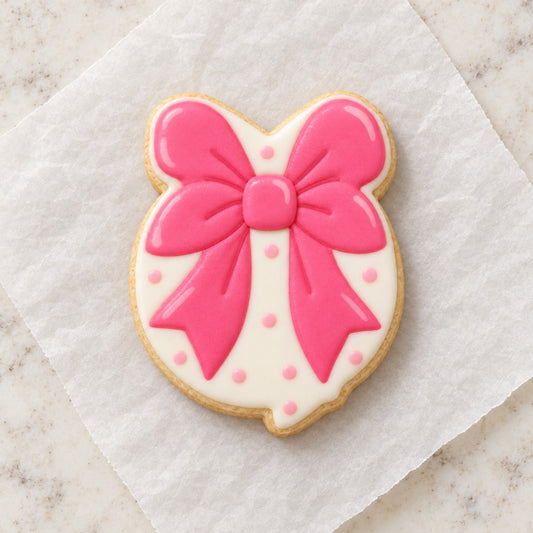 Disco Bow Cookie Cutter (decorated cookie mockup)