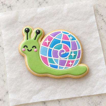 Disco Snail Cookie Cutter (decorated cookie mockup)