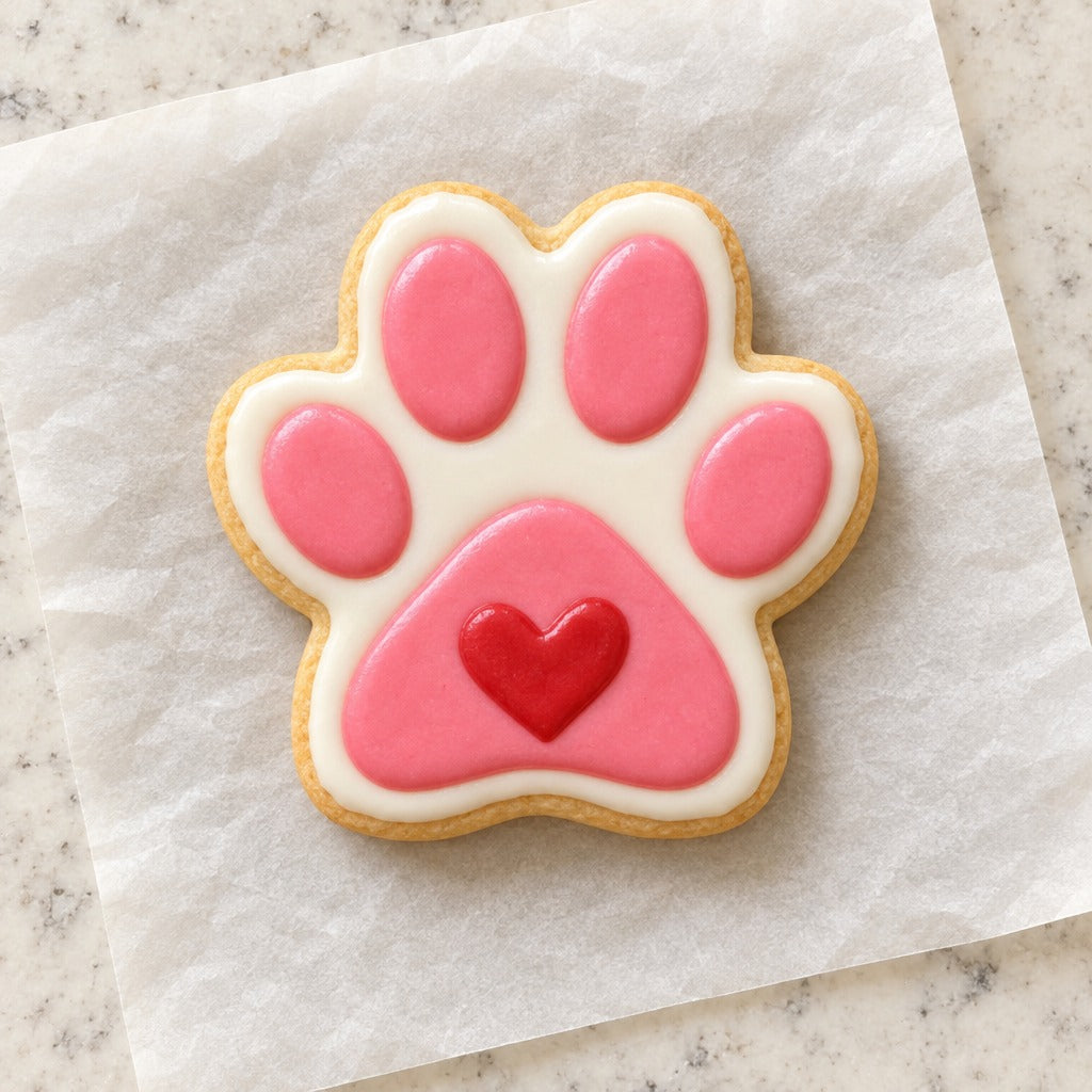 Dog Paw Cookie Cutter (decorated cookie mockup)