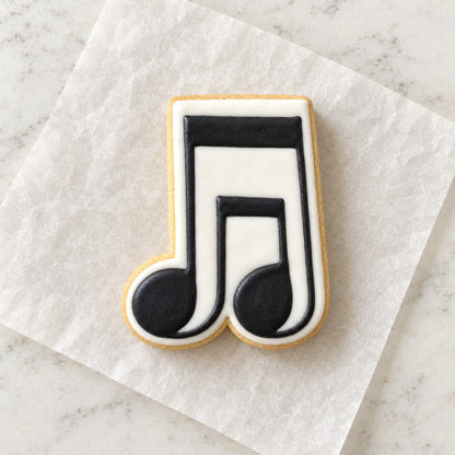 Double Beam Note Cookie Cutter (decorated cookie mockup)