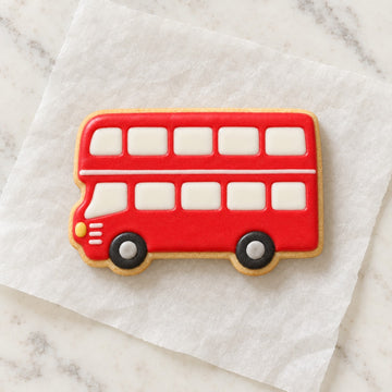 Double Decker Bus Cookie Cutter (decorated cookie mockup)