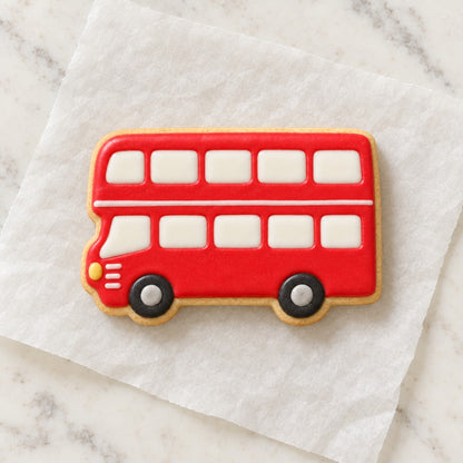 Double Decker Bus Cookie Cutter (decorated cookie mockup)